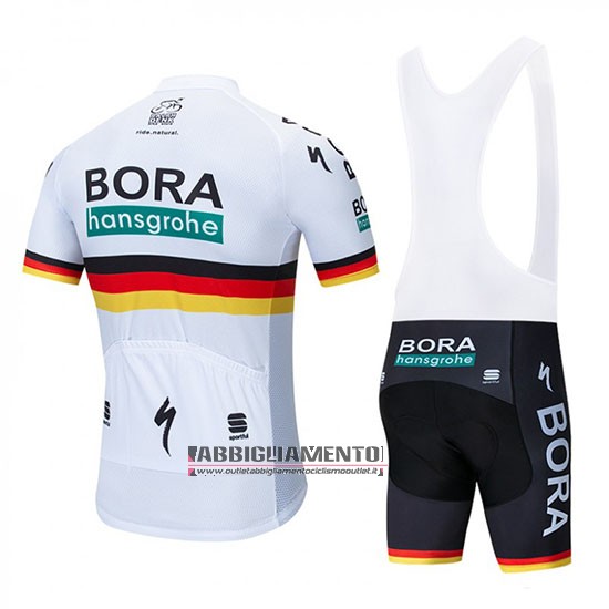 Abbigliamento Bora Campione Belgio 2019 Manica Corta e Pantaloncino Con Bretelle Bianco - Clicca l'immagine per chiudere